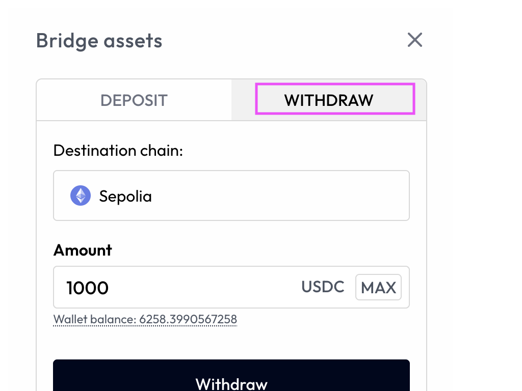 Bridge withdraw