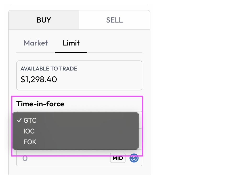 Buy limit order